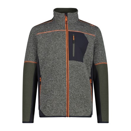 CMP | Pile knit-tech jacquard inserti su spalle - Olive/Antracite